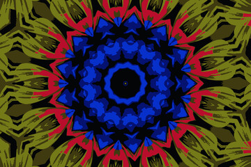 Abstract ornament of fractal hexagonal pattern with star in the middle on