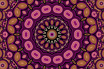 Fractal abstract background with an unusual abstract flower in the center and a fractal ornament in the form of spirals in a circle