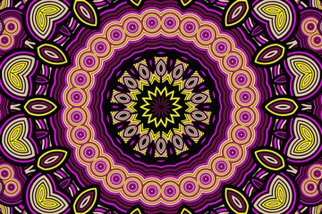 Fractal abstract background with an unusual abstract flower in the center and a fractal ornament in the form of spirals in a circle