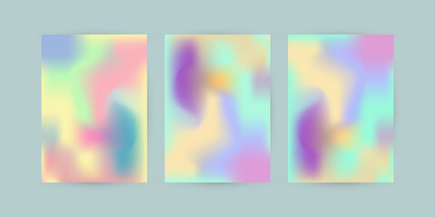 Set of pastel colorful abstract curve mode filled with gradient design, three colorful pastel template for the design of a banners, Set of abstract modern graphic elements