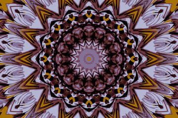 Beautiful fractal abstract mandala with a circular multi-colored pattern and a beautiful flower in the center