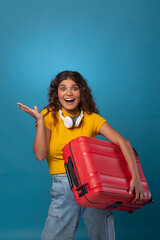 Beautiful young woman with suitcase/luggage