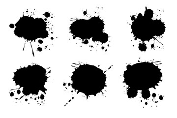 Abstract black watercolor ink blobs - 9