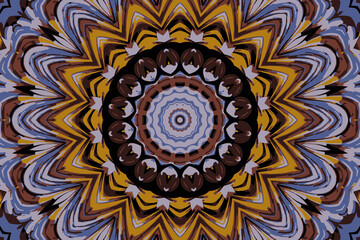 Beautiful fractal abstract mandala with a circular multi-colored pattern and a beautiful flower in the center