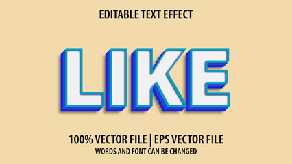 Editable text effect modern 3d LIKE and minimal font style