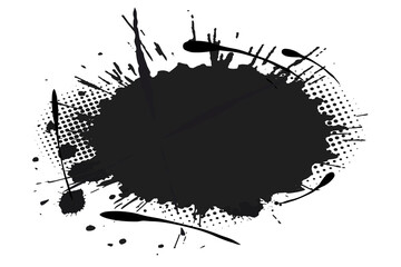 Abstract black watercolor ink blobs - 15