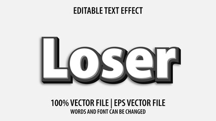 Editable text effect modern 3d Loser and minimal font style