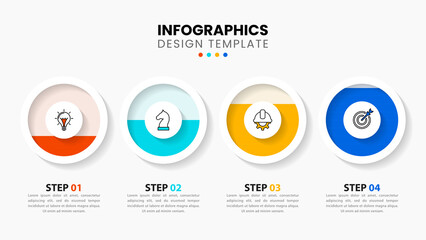 Infographic template. 4 filling circles with icons