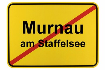 Illustration eines Ortsschildes von Murnau in Bayern