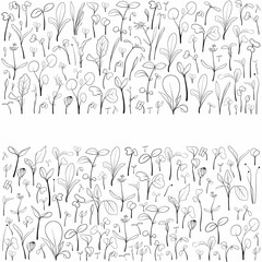 Hand drawn micro greens botany square frame. Healthy vegetarian and vegan food design for company logo, print, packages. Vector illustration in sketch style