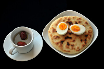 Traditional chinese fried cake with egg