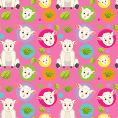 Cute sheep seamless pattern