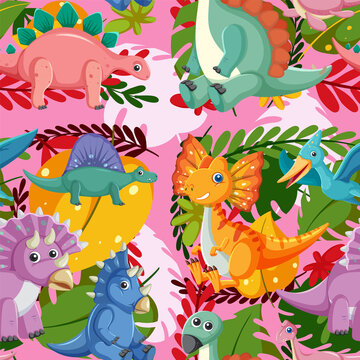Cute dinosaur seamless pattern