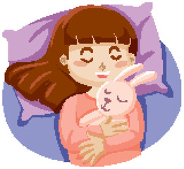 Cute girl sleeping clipart