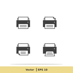 Print Icon set. Printer Symbol. Design Logo Template. Vector Icon EPS 10 Pixel Perfect