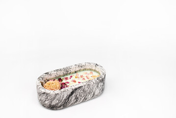 Decorative candle. On a white background.