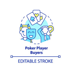 Poker player buyers concept icon. Best price seekers. Dealing with customers abstract idea thin line illustration. Isolated outline drawing. Editable stroke. Arial, Myriad Pro-Bold fonts used