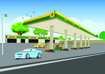 Illustration of Fuel Station for fueling the car and auto