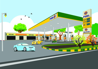 Obraz na płótnie Canvas Illustration of Fuel Station for fueling the car and auto