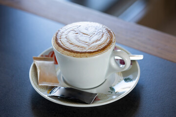 Cappuccino with a heart latte art