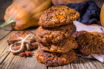 Autumn pumpkin oatmeal cookies
