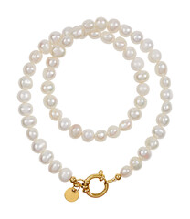 Perlenkette rund und doppelt gelegt als Freisteller