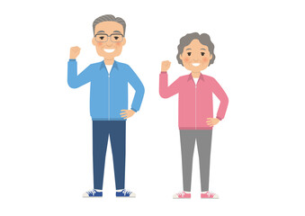 シニアジャージ全身ガッツポーズ