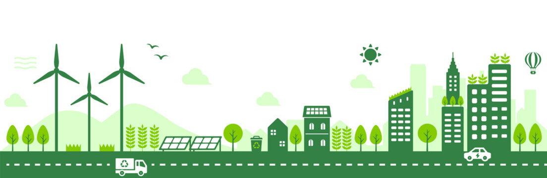 Smart ecology city vector illustration