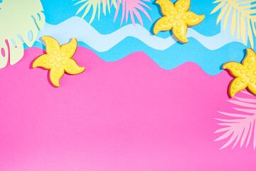 Obraz na płótnie Canvas Paper art colorful summer background