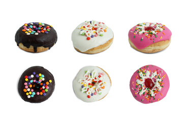 donut with colorful toping isolated on white background   - Powered by Adobe