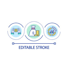 Financial forecasting loop concept icon. Business performance prediction. Estimated profit abstract idea thin line illustration. Isolated outline drawing. Editable stroke. Arial font used