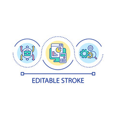 Business expansion loop concept icon. Process organization. Business strategy. Financial analytics abstract idea thin line illustration. Isolated outline drawing. Editable stroke. Arial font used