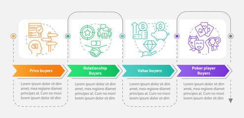 Work with customers rectangle infographic template. Business. Data visualization with 4 steps. Editable timeline info chart. Workflow layout with line icons. Myriad Pro-Bold, Regular fonts used