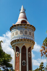 Fototapeta na wymiar Beautiful Modernist water tower in Barceloneta, Torre de les Aigues, Barcelona, Spain, Europe