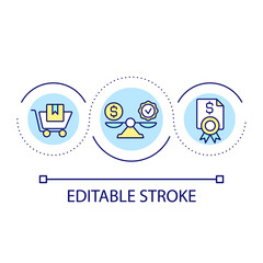 Difference between price and quality loop concept icon. Effective procurement decisions abstract idea thin line illustration. Management. Isolated outline drawing. Editable stroke. Arial font used