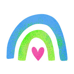 Bright rainbow and heart on a white background.