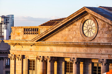 Clock of the Palacio de la Lonja de Mar in Barcelona, Catalonia, Spain, Europe