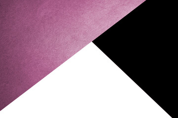 Dark and light abstract black white and pink purple inverted triangles paper background with lines intersecting each other plain vs textured cover