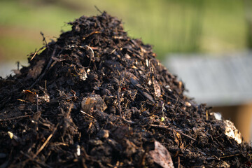 Compost pile, organic thermophilic compost turning in Tasmania Australia 
