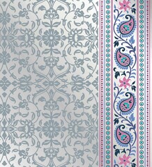 wedding card design, traditional paisley floral pattern , royal India	