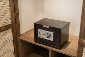 A hotel room safe for storing personal valuables