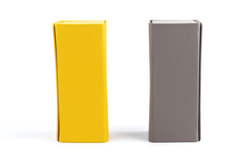 Yellow and grey box for decorate or keep something on white background.
