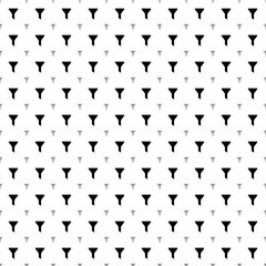 Square seamless background pattern from black funnel symbols are different sizes and opacity. The pattern is evenly filled. Vector illustration on white background