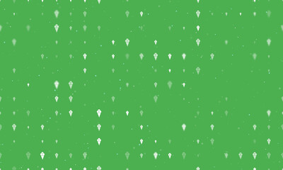 Seamless background pattern of evenly spaced white ice cream balls symbols of different sizes and opacity. Vector illustration on green background with stars