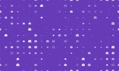 Obraz premium Seamless background pattern of evenly spaced white hamburger symbols of different sizes and opacity. Vector illustration on deep purple background with stars