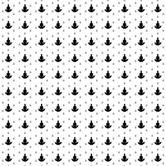 Square seamless background pattern from geometric shapes are different sizes and opacity. The pattern is evenly filled with big black yoga symbols. Vector illustration on white background
