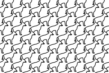 Obraz premium Seamless pattern completely filled with outlines of hare symbols. Elements are evenly spaced. Vector illustration on white background