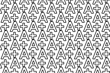 Seamless pattern completely filled with outlines of A plus symbols. Elements are evenly spaced. Vector illustration on white background