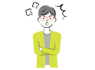 怒っている若い私服の男性　3c