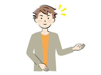 案内をする若い私服の男性